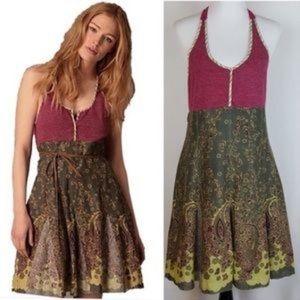 RARE Free People Crochet Lace Paisley Floral Babydoll Dress. Excellent condition